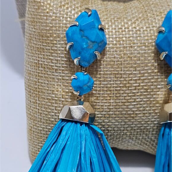 Kendra Scott‎ Turquoise Blue and Gold Statement Earrings - Picture 2 of 7
